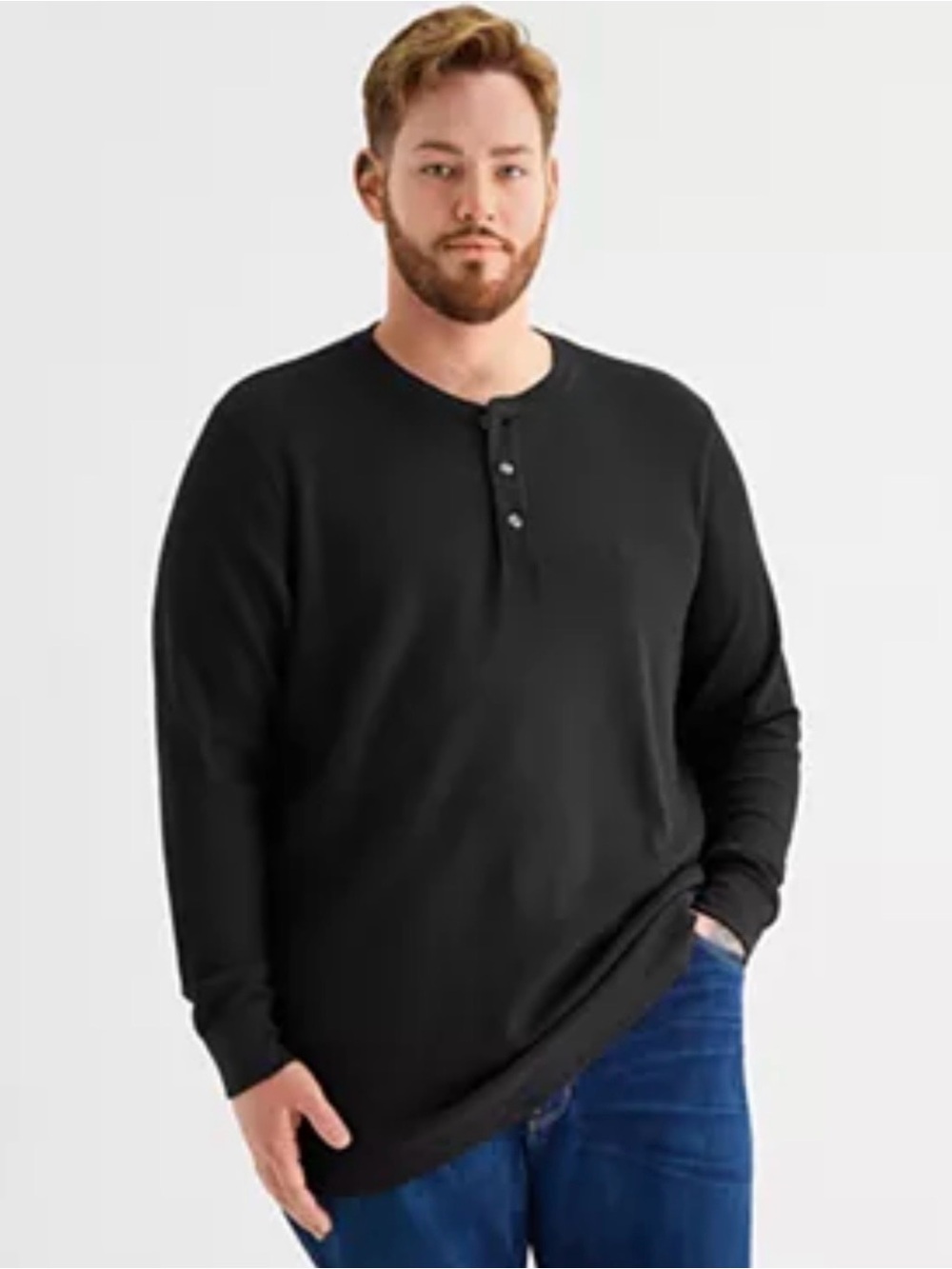 St. John's Bay Black Long-Sleeve Henley